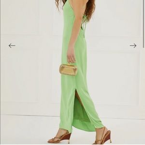 NWT Something Navy Silky Essential Slip Dress in Green